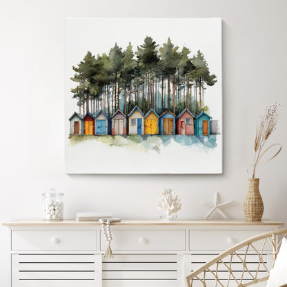 Beach Hut & Pines - Canvas Print