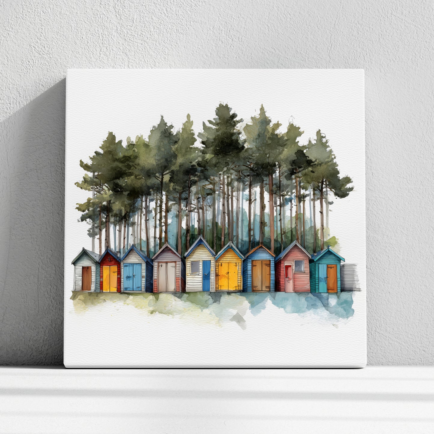 Beach Hut & Pines - Canvas Print