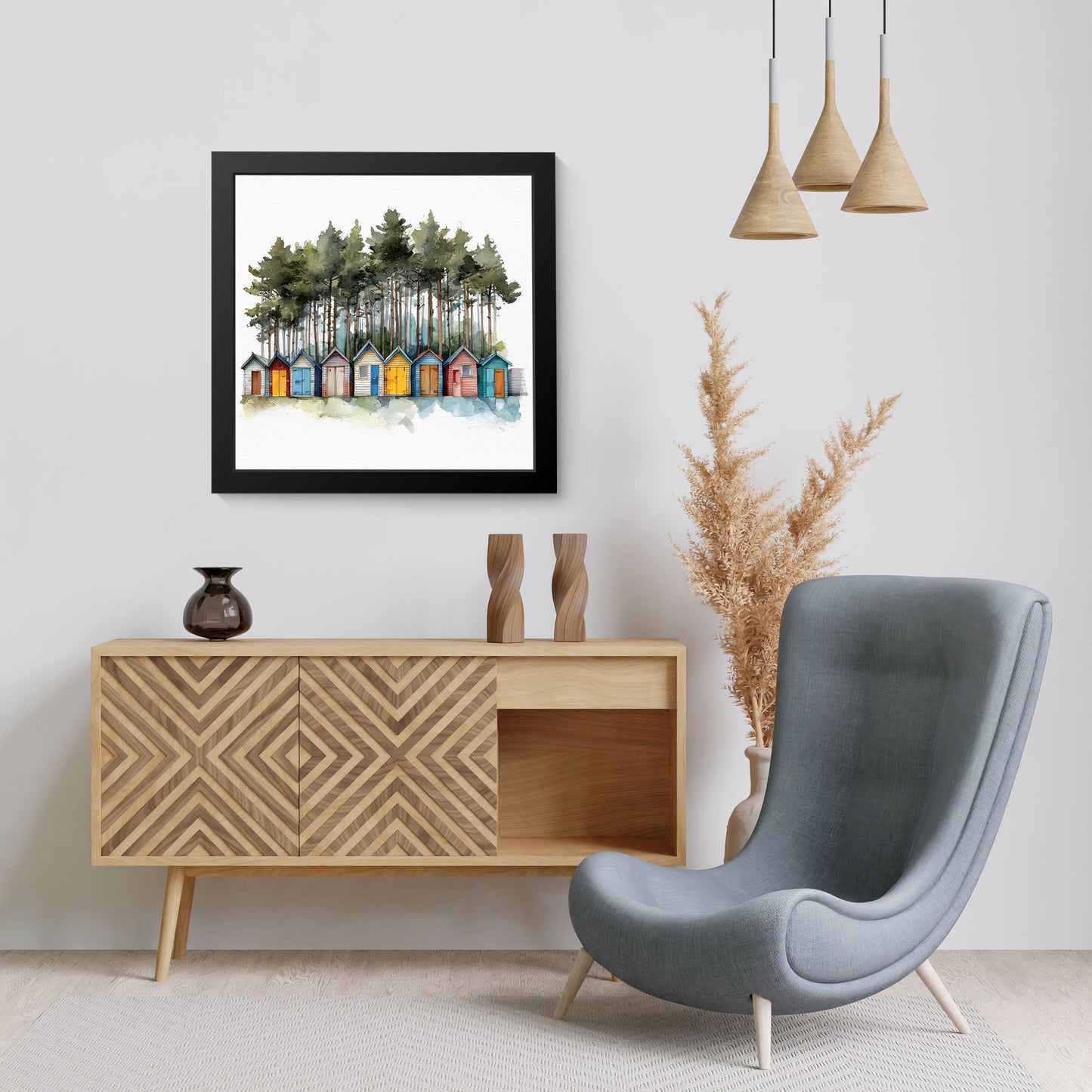Beach Hut & Pines - Fine Art Print
