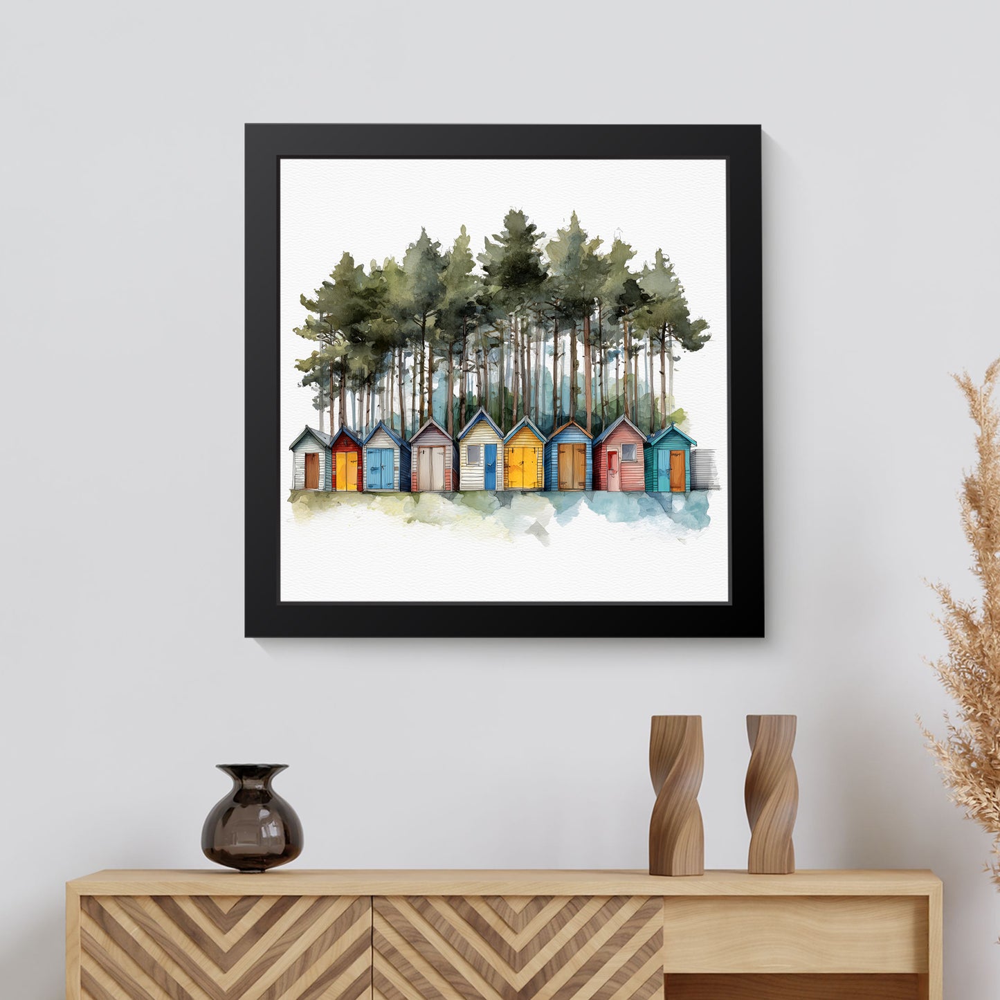 Beach Hut & Pines - Fine Art Print