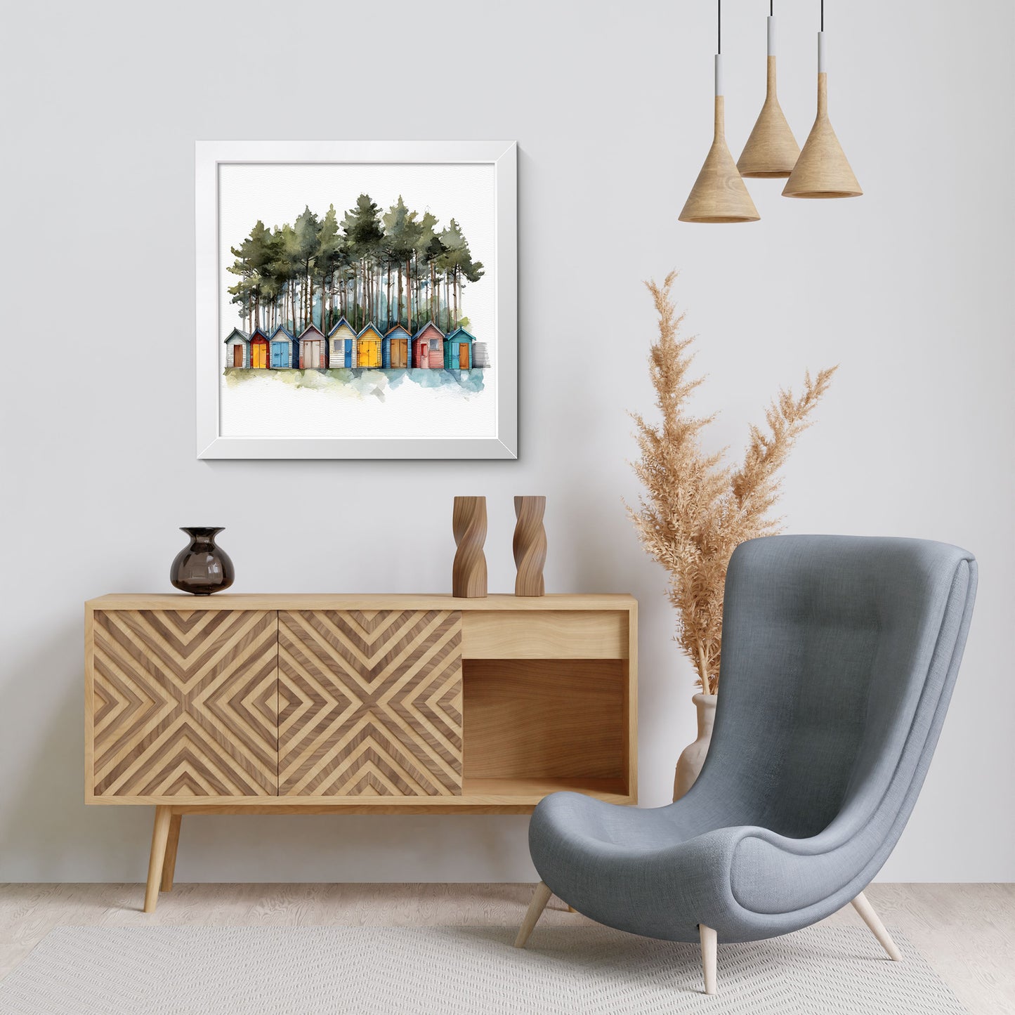 Beach Hut & Pines - Fine Art Print