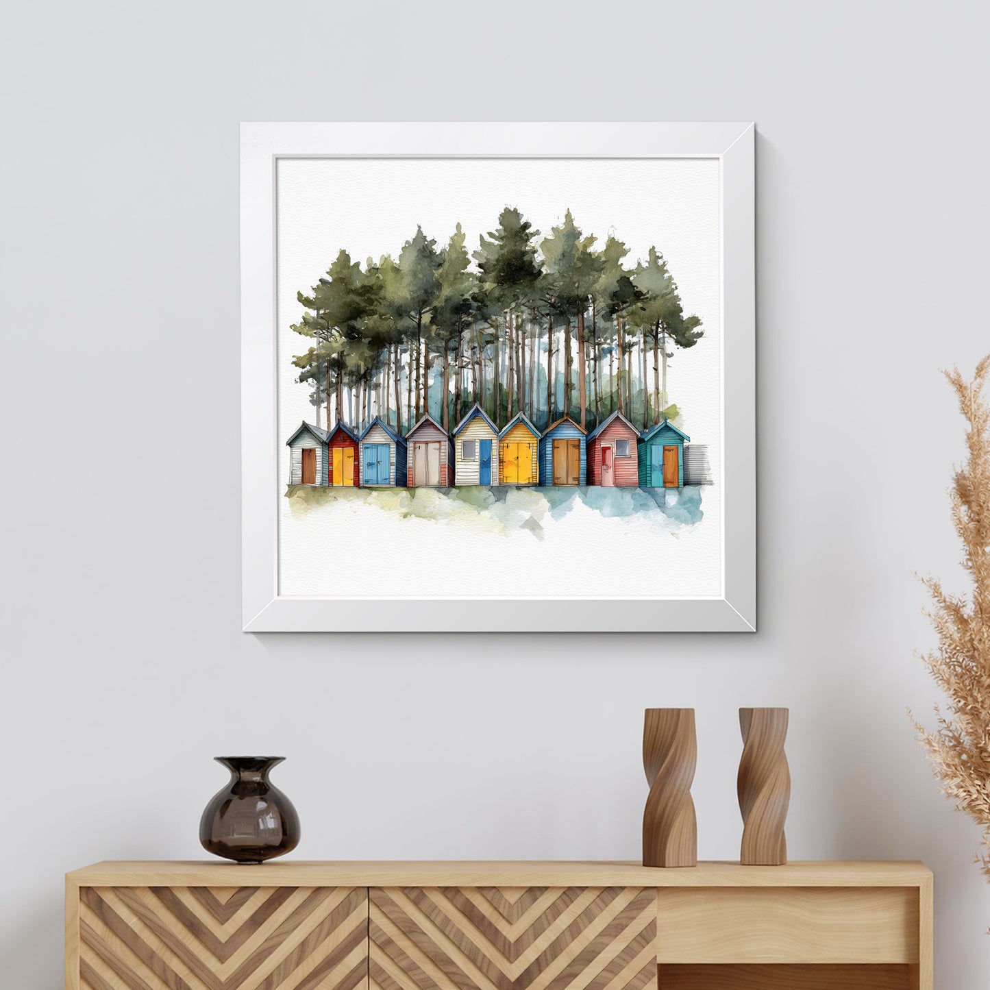 Beach Hut & Pines - Fine Art Print